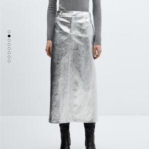 Mango metallic midi skirt